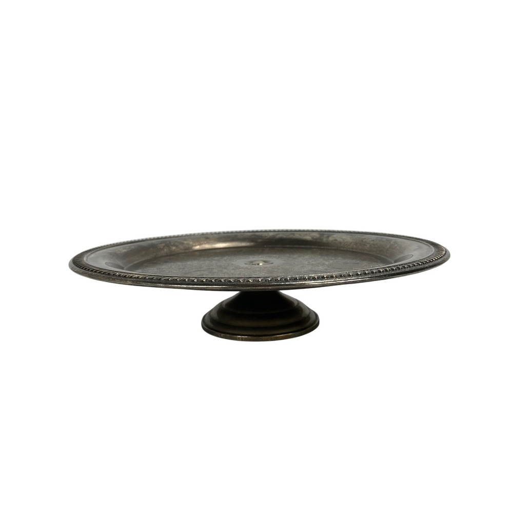 Vintage‎ Silver Plated Round Serving Tray Ornate Etched Design